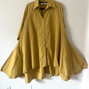Dilemma Dhun Shroff Tunic Dress Womens One Size Yellow Artsy Eclectic Pockets